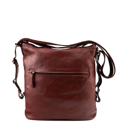 Convertible backpack bag in brown washed leather