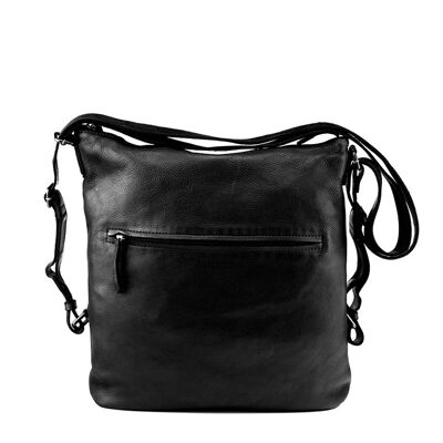 Black washed leather convertible backpack bag