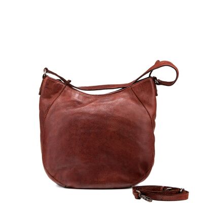 Brown washed leather bag for women