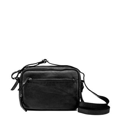 Black washed leather bag for women