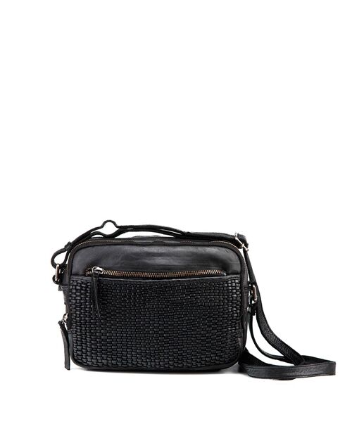 Bolso en piel lavada de mujer color negro treny