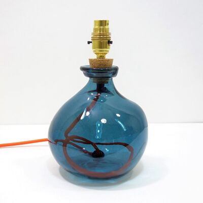 24cm Simplicity Recycled Glass Lamp Petrol Blue