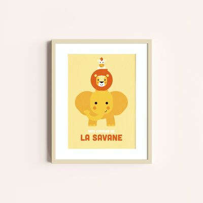 Cartel infantil 🦁 Ilustración "La Savane" 🇫🇷