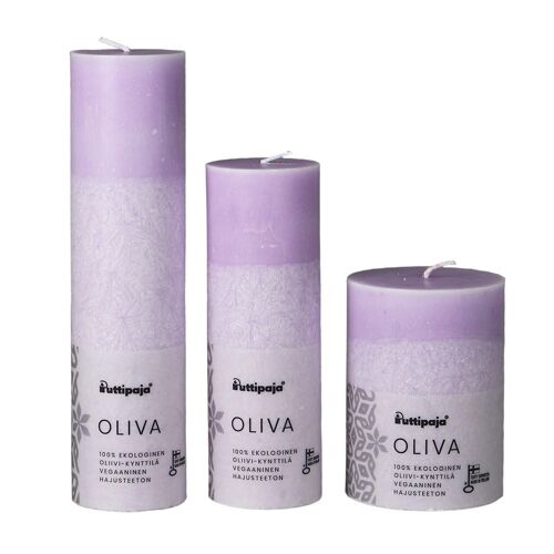 OLIVA - Olive stearin tablecandle, purple