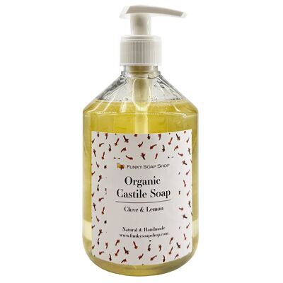 Organic Liquid Castile Soap With Clove & Lemon, Bottle Of 500ml