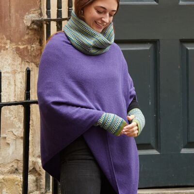 Cashmere Blend Geo Snood Verdant, Ultraviolet and Peacock