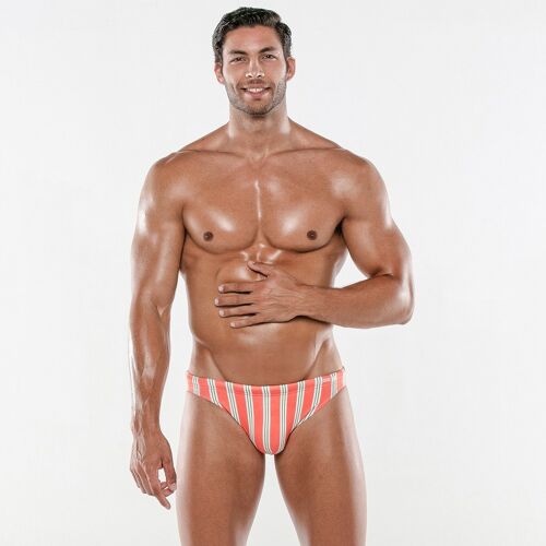 RETRO STRIPE BRIEF CORAL