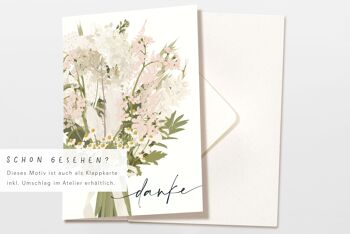 Carte postale de remerciement, bouquet de fleurs sauvages, rose/blanc, certifié FSC 6