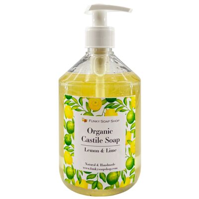 Organic Liquid Castile Soap With Lemon And Lime, 1 Bottle Of 500ml
