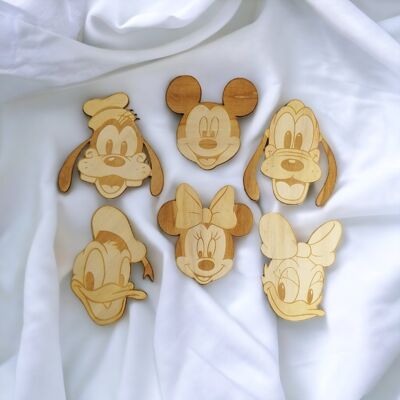 Ensemble de 6 sous-verres en bois Disney - porte-gobelets