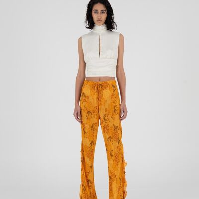 Pantalón Vitral semitransparente con volantes
