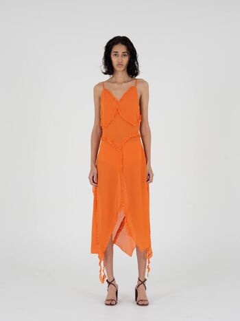 Robe midi asymétrique à volants Cristal 1