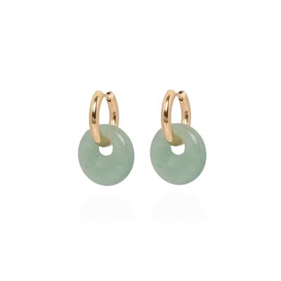 Lucia Natural Stone Hoops - Green Jade