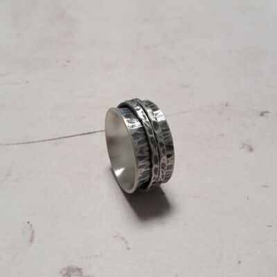 Hammered Sterling Silver Meditation Ring Spinner Ring