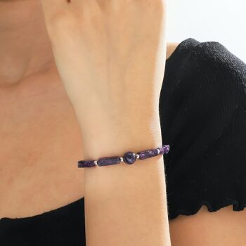 Bracelet de perles de bande carrée d'améthyste naturelle chaîne de charme de mode simple femme 1