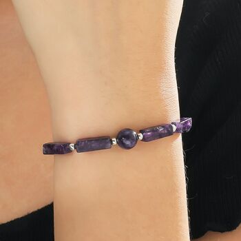 Bracelet de perles de bande carrée d'améthyste naturelle chaîne de charme de mode simple femme 2
