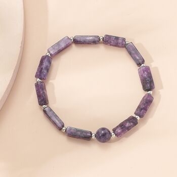 Bracelet de perles de bande carrée d'améthyste naturelle chaîne de charme de mode simple femme 4