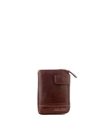 Porte-cartes portefeuille en cuir lavé marron 1