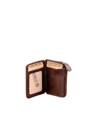 Porte-cartes portefeuille en cuir lavé marron 2
