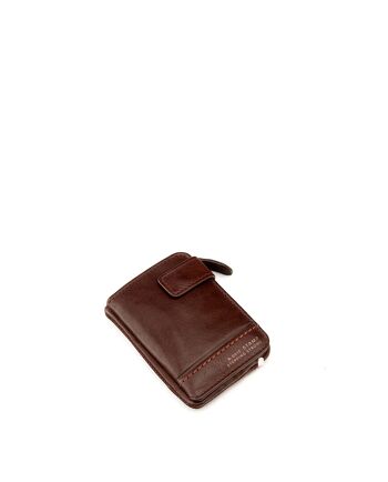 Porte-cartes portefeuille en cuir lavé marron 3