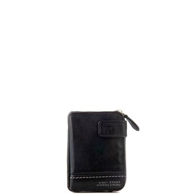 Black washed leather wallet card holder