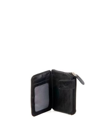 Porte-cartes portefeuille en cuir lavé noir 2