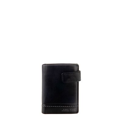 Stamp black washed leather wallet