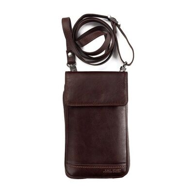 Sac mobile unisexe en cuir marron