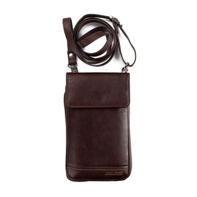 Brown leather unisex mobile bag