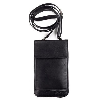 Borsa portacellulare unisex in pelle nera