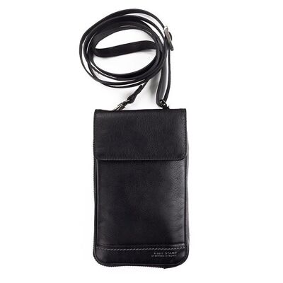 Black leather unisex mobile bag