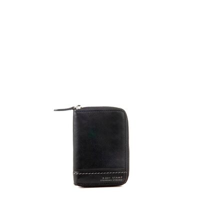 Crux Black Washed Leather Coin Purse