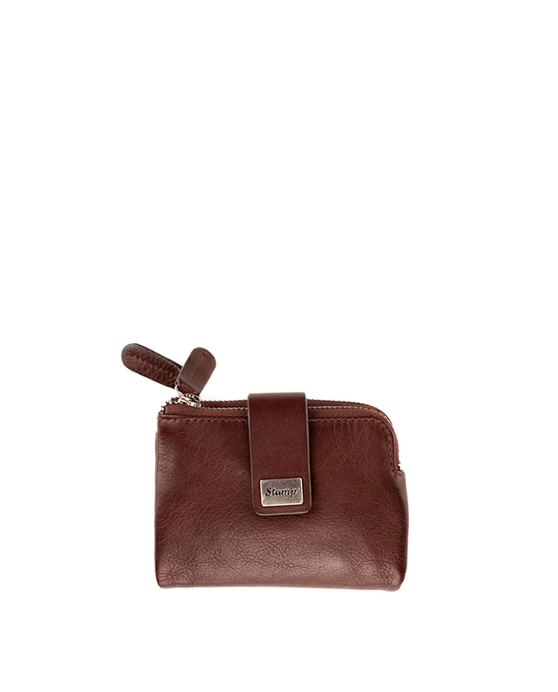 Damenbrieftasche aus weichem braunem Leder Stamp