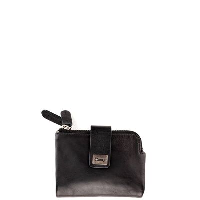 Damenbrieftasche aus weichem schwarzem Leder Stamp