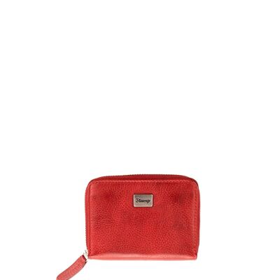Red soft leather women's purse