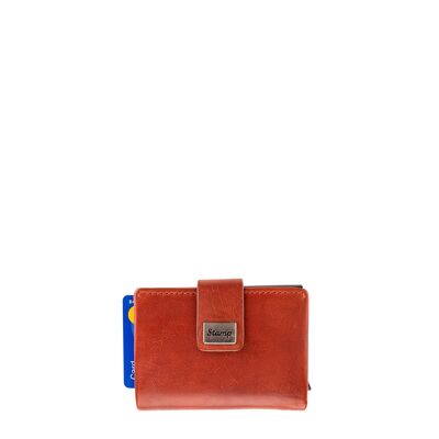 Porte-cartes femme en cuir souple fauve