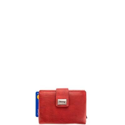 Women's card holder in soft red leather