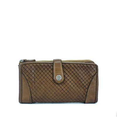 Medium women's wallet in taupe washed leather