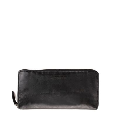Shaula women's black washed leather wallet