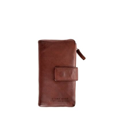 Stamp women's brown washed leather wallet