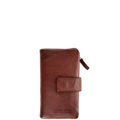 Stamp women's brown washed leather wallet