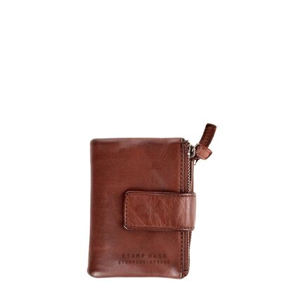 Women's brown washed leather wallet