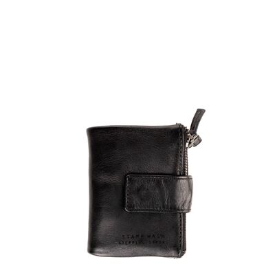 Women's black washed leather wallet