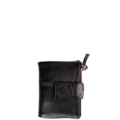 Women's black washed leather wallet