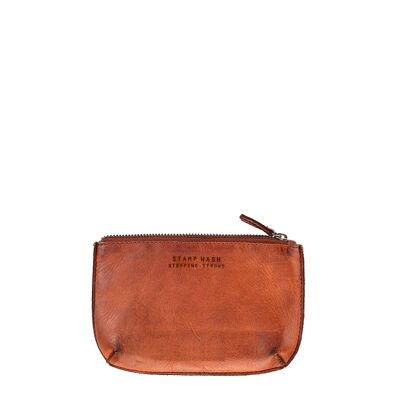 Purse in tan washed leather