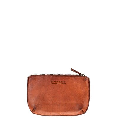 Purse in tan washed leather