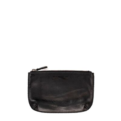 Black washed leather purse