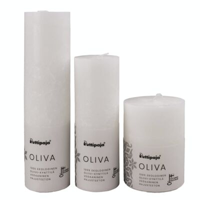 OLIVA - Olive stearin tablecandle, white