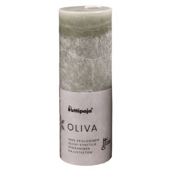 OLIVA - Bougie de table en stéarine d'olive, verte 3