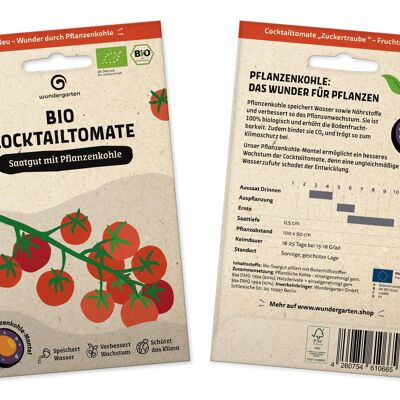 Tomate cóctel ecológico | Semillas recubiertas con biocarbón